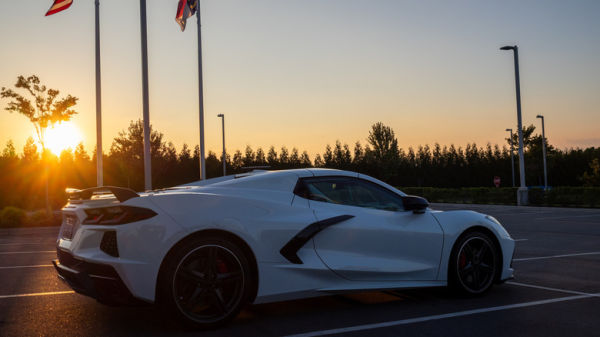 2024 Chevrolet Corvette Stingray Convertible parked under the setting sun