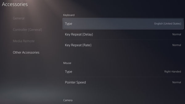 Keyboard and mouse options on PS5