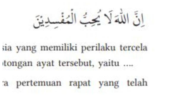 Potongan ayat Al-Qur'an terdapat soal pilihan ganda nomor 2, pada Buku PAI SMP/MTs Halaman 165.