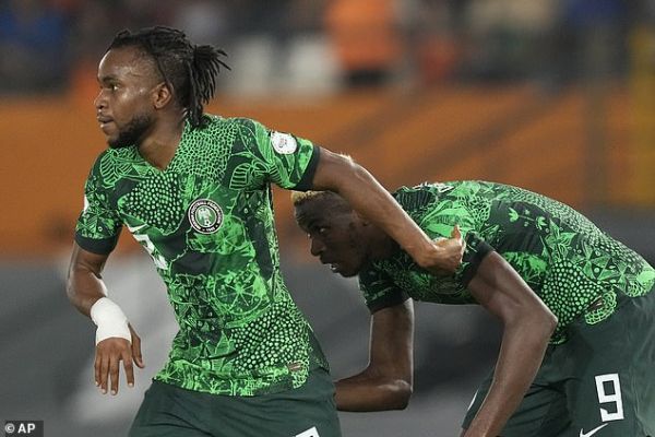 But Atalanta forward Ademola Lookman, pictured (left) in action for Nigeria, was nominated