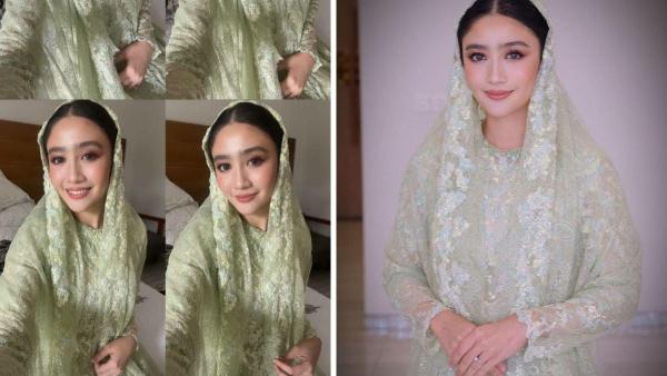 Febby Rastanty tampak anggun mengenakan kebaya, memancarkan aura pengantin yang semakin terlihat bersinar.