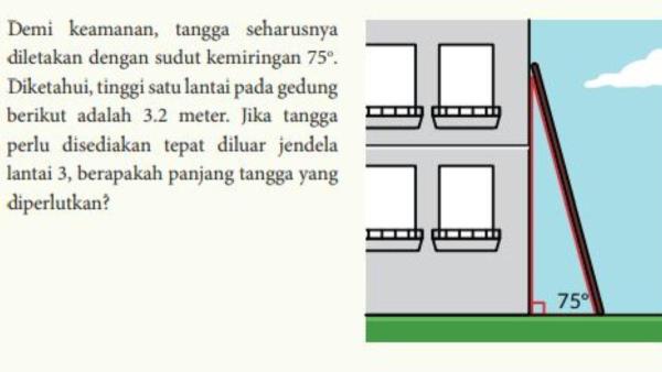 Soal nomor 3 halaman 121 beruap soal cerita dan terdapat gambar tangga.