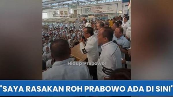 Wakil Menteri Ketenagakerjaan Immanuel Ebenezer atau Noel saat mengunjungi dan berorasi di hadapan sejumlah buruh di PT Sri Rejeki Isman (Sritex) di Sukoharjo, Jawa Tengah pada Senin (28/10/2024).