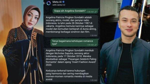 Angelina Sondakh disebut Meta Ai menikah dengan Nicholas Saputra.