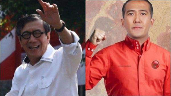 Foto Eks Menkumham sekaligus Politikus PDIP Yasonna Laoly dan Buron KPK Harun Masiku.