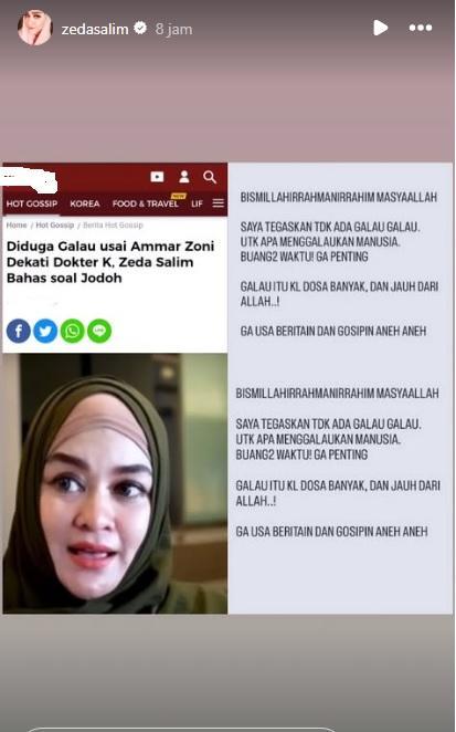 Postingan Zeda Salim klarifikasi soal galau.