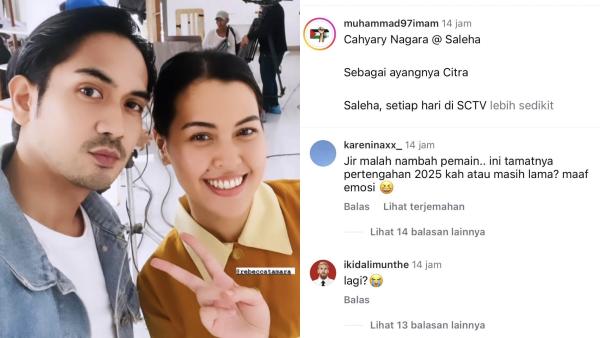 Cahyary Nagara selfie bareng Rebbeca Tamara di syuting sinetron Saleha.