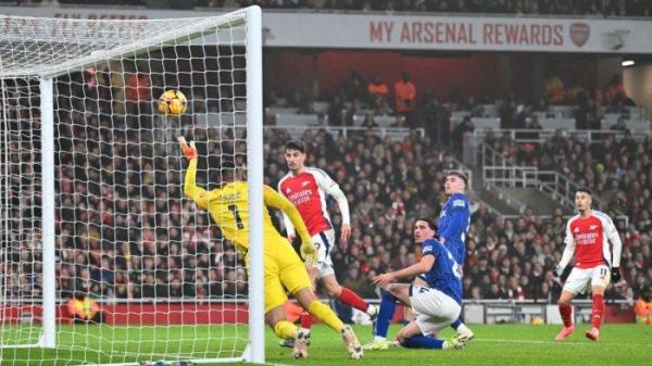 Aksi penyerang Arsenal, Kai Havertz saat mencetak gol ke gawang Ipswich Town pada laga Boxing Day pekan ke-18 Liga Inggris, Sabtu (28/12/2024) dini hari WIB.