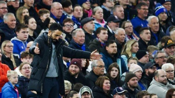 Pelatih kepala Manchester United asal Portugal Ruben Amorim bereaksi selama pertandingan sepak bola Liga Primer Inggris antara Ipswich Town dan Manchester United di Portman Road di Ipswich, Inggris timur pada 24 November 2024.