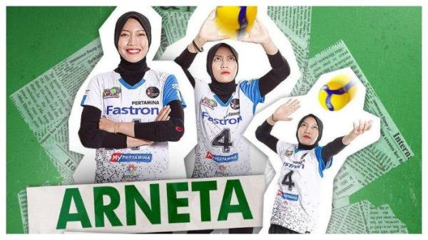 Setter Timnas voli putri Indonesia di SEA Games 2023, Arneta Putri Amelia, yang juga pernah membela Jakarta Pertamina Fastron pada Proliga 2023.