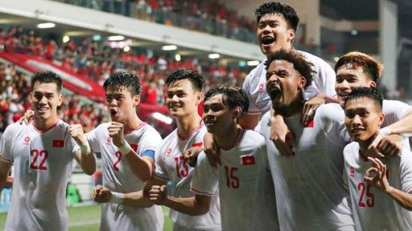 Selebrasi kemenangan pemain Vietnam di Piala AFF 2024.