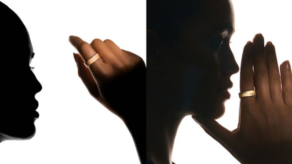 Two shades of the Ultrahuman Rare smart ring being worn