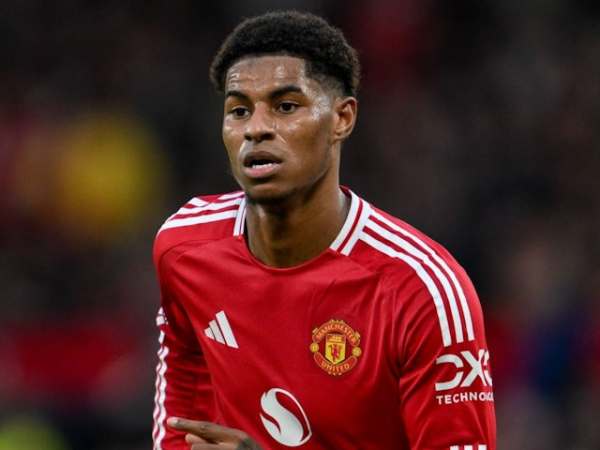 Marcus Rashford of Manchester United during his side's Premier League match against Everton at Old Trafford, December 1, 2024