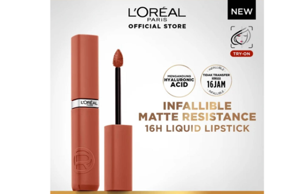 Merk lipstik yang tahan lama dan tidak luntur saat makan dan harganya. Foto adalah L’Oreal Paris Infallible Matte Resistance Lipstick. Sumber: loreal-paris.co.id