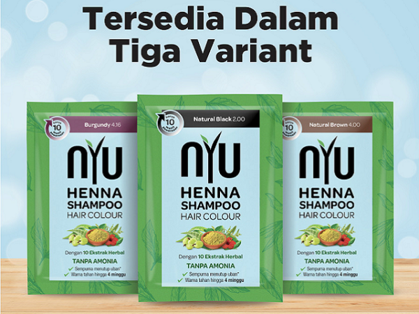 Nyu Henna Shampoo tahan berapa lama? Foto adalah Nyu Henna Shampoo. Sumber: tokopedia.com/godrej-id.