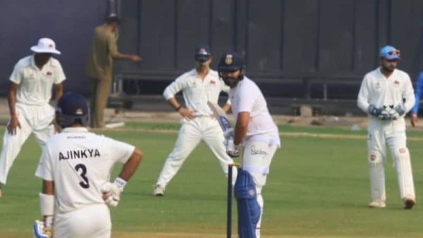 Rohit Sharma batting during a practice session