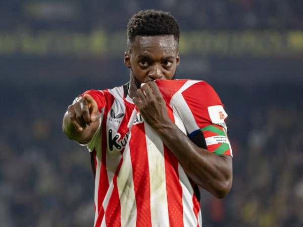 Athletic Bilbao's Inaki Williams celebrates after scoring on December 11, 2024