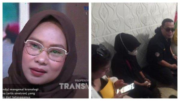 Kolase foto Istri Sandy Permana, Ade Andriani dan potret keluarga Nanang Gimbal, Yulianti saat berkunjung ke rumah Sandy - Istri mendiang Sandy Permana tidak bisa menerima permintaan maaf dari keluarga tersangka Nanang Gimbal, ingin 