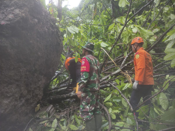 Proses evakuasi korban longsor di Klungkung, Bali, Senin (20/1/2025). Akibat bencana ini, 4 orang tewas. Foto: Dok. SAR Denpasar