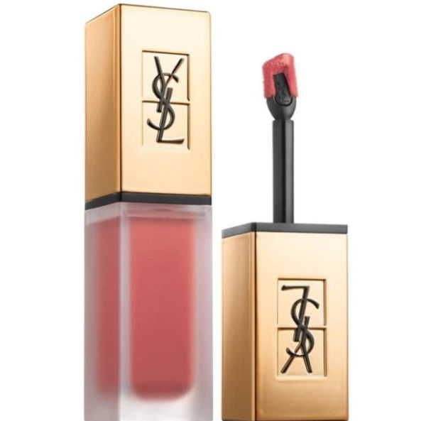 Merk lipstik high end. Foto adalah Yves Saint Laurent Tatouage Couture Liquid Matte Lip Stain. Sumber: Tokopedia/Xelyn Shop