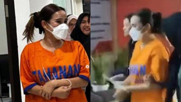 Isa Zega memakai baju tahanan setelah resmi ditahan atas kasus penistaan agama.