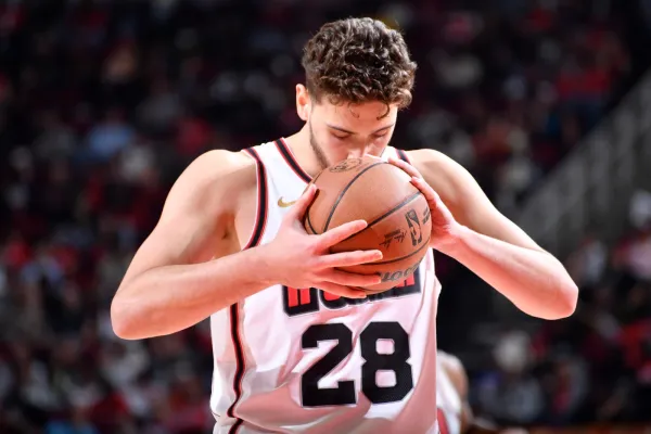 Alperen Sengun shoots a free throw during the Rockets vs. Trail Blazers game in Houston on Nov. 23, 2024.