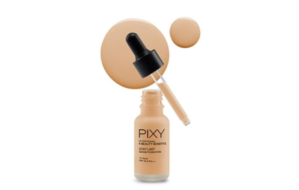 Rekomendasi foundation untuk kulit berminyak dan berjerawat. foto adalah PIXY UVW Stay Last Serum Foundation. sumber: pixy.co.id