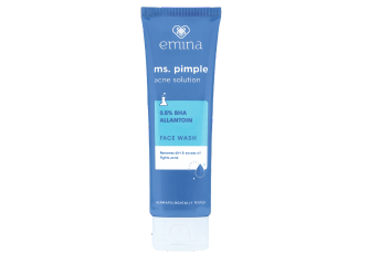 Rekomendasi sabun cuci muka untuk kulit berminyak dan berjerawat. Foto adalah Emina Face Wash Ms Pimple Acne Solution. Sumber: www.eminacosmetics.com