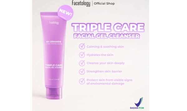  Facetology Triple Care Facial Gel Cleanser. Sumber: facetology.id