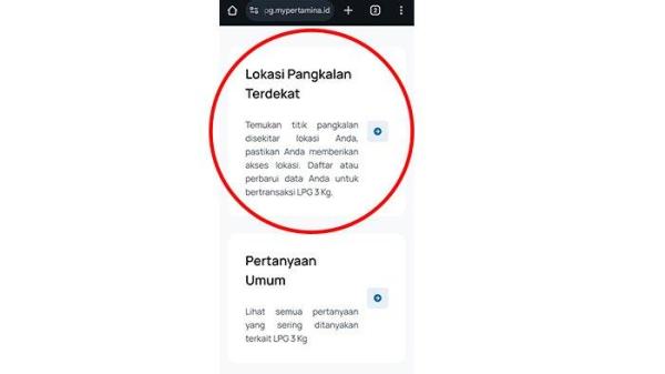 CARI LOKASI PANGKALAN GAS. Tangkapan layar dari subsiditepatlpg.mypertamina.id. Akan muncul pencarian lokasi bila mengakses laman itu.