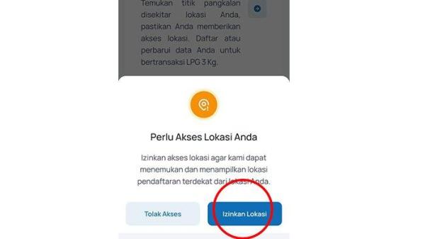 CARI LOKASI PANGKALAN GAS. Tangkapan layar dari subsiditepatlpg.mypertamina.id. Akan muncul permintaan persetujuan bila mengakses laman itu.