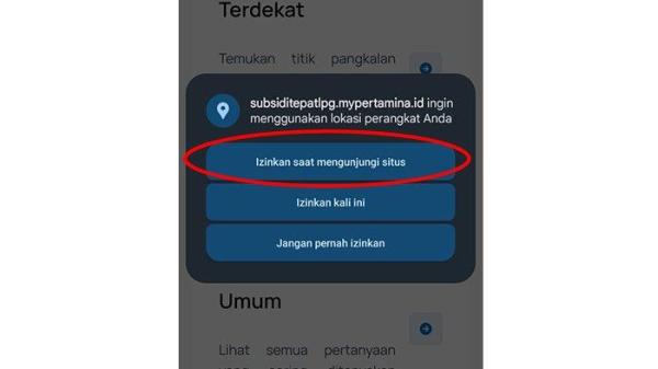 CARI LOKASI PANGKALAN GAS. Tangkapan layar dari subsiditepatlpg.mypertamina.id. Klik gambar di lingkaran untuk membuka akses.