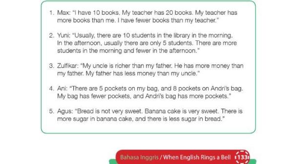 KUNCI JAWABAN SMP - Gambar pernyataan halaman 133 dalam kunci Jawaban Bahasa Inggris Kelas 8 SMP Kurikulum 2013 (K-13) yang diambil pada Senin (3/2/2025) untuk bagian Collecting information halaman 134 Chapter 9 Bigger Is Not Always Better buku Bahasa Inggris When English Rings a Bell.
