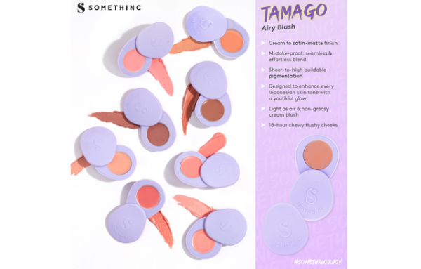 Rekomendasi blush on yang bagus. Foto adalah SOMETHINC Tamago Airy Blush. Sumber: somethinc.com