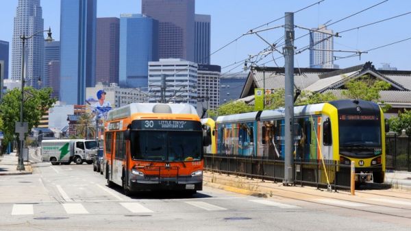 LA METRO Bus in downtown Los Angeles