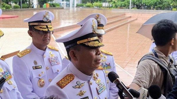 Kepala Badan Keamanan Laut (Bakamla) RI Laksdya TNI Irvansyah usai HUT ke-19 Bakamla RI di Tugu Proklamasi, Jakarta Pusat, Selasa (14/1/2025). 