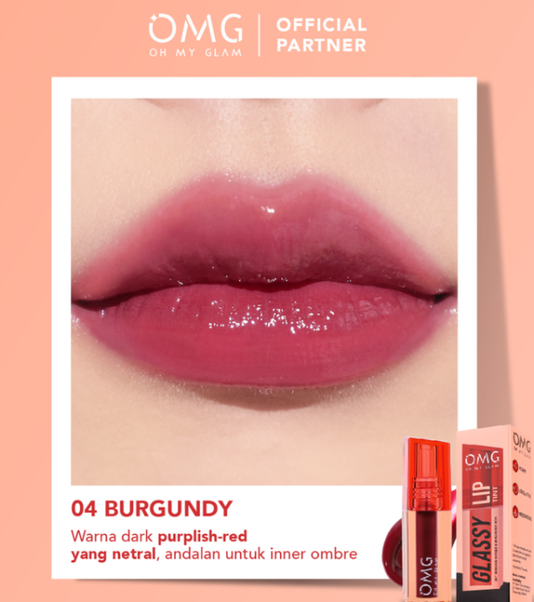 lipstik omg yang cocok untuk bibir hitam. Foto adalah Glassy Lip Tink Burgundy. Sumber: Itsomgbeauty.com