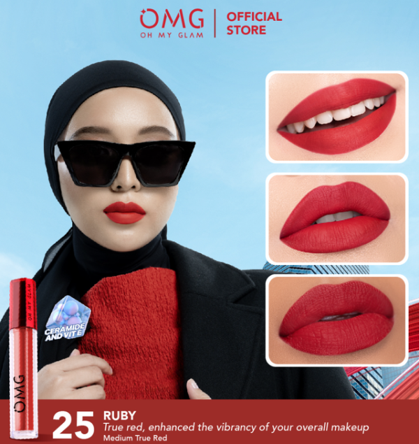 lipstik omg yang cocok untuk bibir hitam. Foto adalah Mattelast Lip Cream Ruby. Sumber: Itsomgbeauty.com