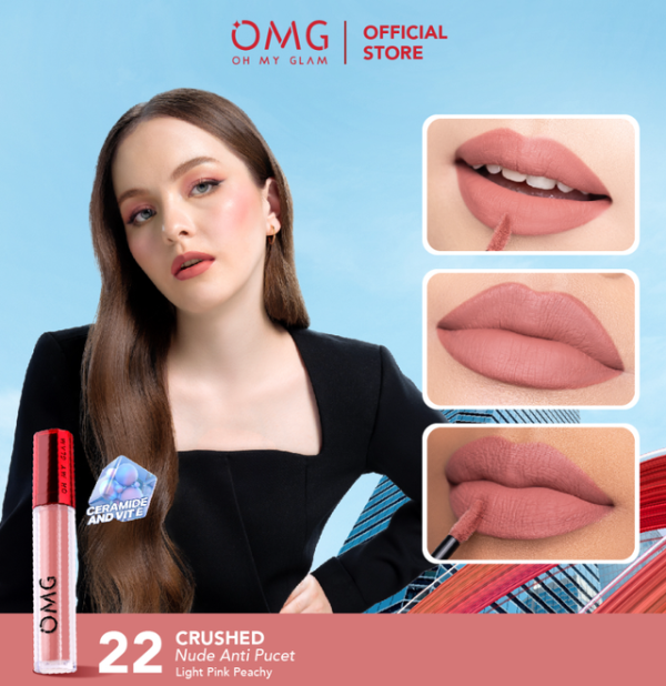 lipstik omg yang cocok untuk bibir hitam. Foto adalah Mattelast Lip Cream Crushed. Sumber: Itsomgbeauty.com