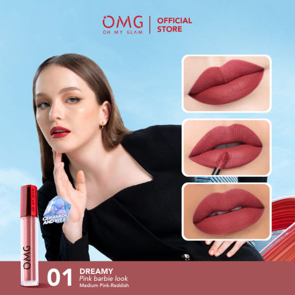 OMG Oh My Glam Matte Kiss Lip Cream Shade Nomor 01 - Dreamy. Sumber: omgbeauty.com