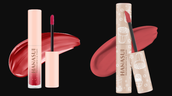 Hanasui Lip Cream 01 Kiss dan Mattedorable Boba 05 Creamy Peach. Sumber foto: hanasui.id