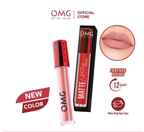 ombre lipstik omg untuk bibir hitam. Produk adalah Oh My Glam Lip Cream 22. Sumber: shopee.co.id/OMG Beauty Official Shop