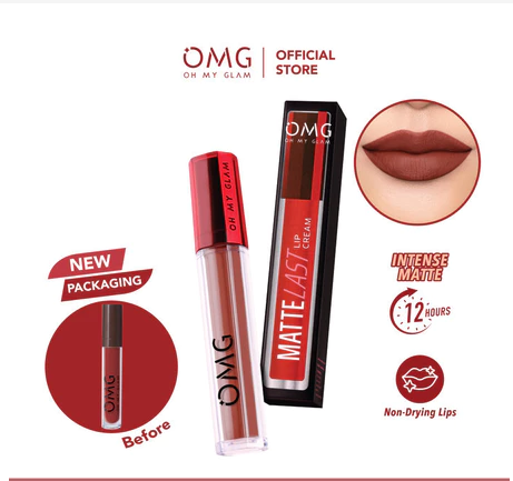 ombre lipstik omg untuk bibir hitam. Produk adalah Oh My Glam Lip Cream 15. Sumber: shopee.co.id/OMG Beauty Official Shop