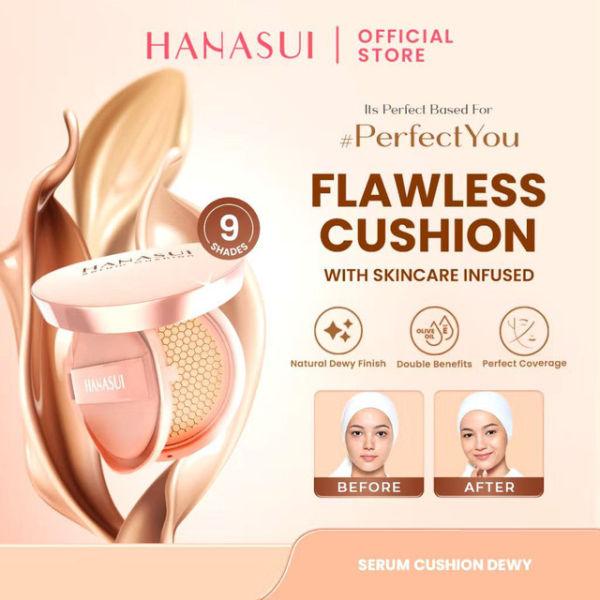 Hanasui Serum Cushion Flawless Natural Dewy Finish. Sumber: Platform Shopee/@Hanasui Official Shop