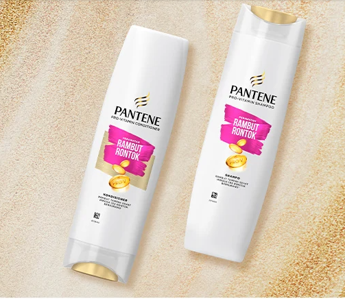 rekomendasi conditioner untuk rambut rontok dan ketombe. Produk adalah Pantene Perawatan Rambut Rontok . Sumber: pantene.co.id