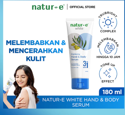 body serum yang cepat memutihkan kulit. Foto adalah Natur-E Brightening Hand & Body Serum. Sumber: Shopee/Natur-E Official Shop