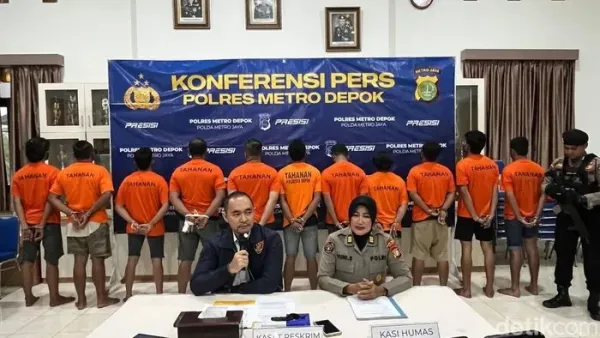 Polisi menetapkan 11 orang tersangka dalam kasus perusakan rumah di Depok, Jawa Barat. Foto: Devi/detikcom.