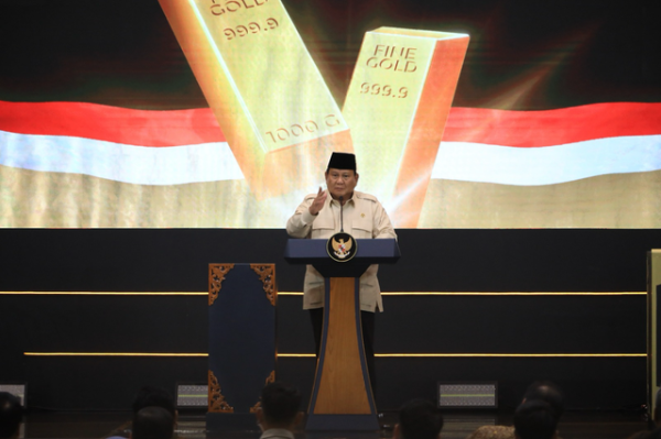 Presiden Prabowo Subianto pada Peresmian Layanan Bank Emas Pegadaian & Bank Syariah indonesia di di The Gade Tower (Kantor Pusat Pegadaian), Jakarta, Rabu (26/2). Foto: Dok. BRI