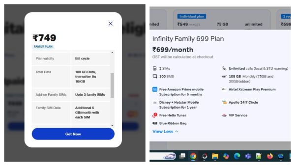 Jio 749 Plan vs Airtel 699 Plan