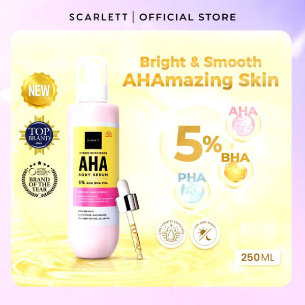 Scarlett Whitening Intense Brightening AHA Body Serum Sun Protection 5%. Sumber: Platform Shopee/@Scarlett Whitening Official Shop